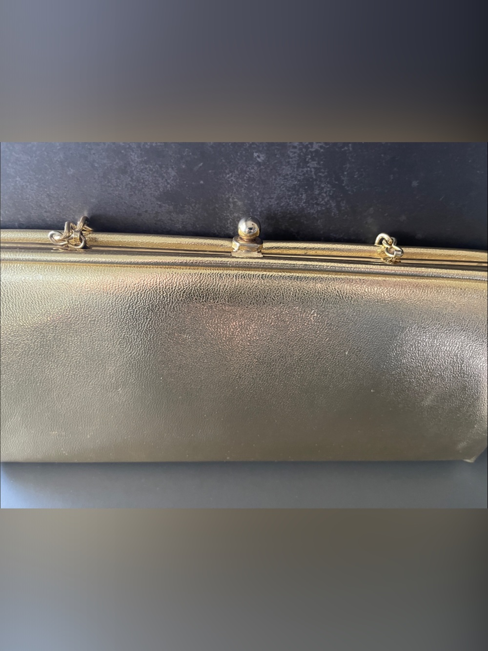 Metallic Gold Chain-Handle Clutch - Picture 3 of 6
